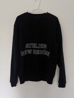 Atelier New Regime Embroidered Logo Crewneck Sweatshirt Black Y2K  Monochrome M